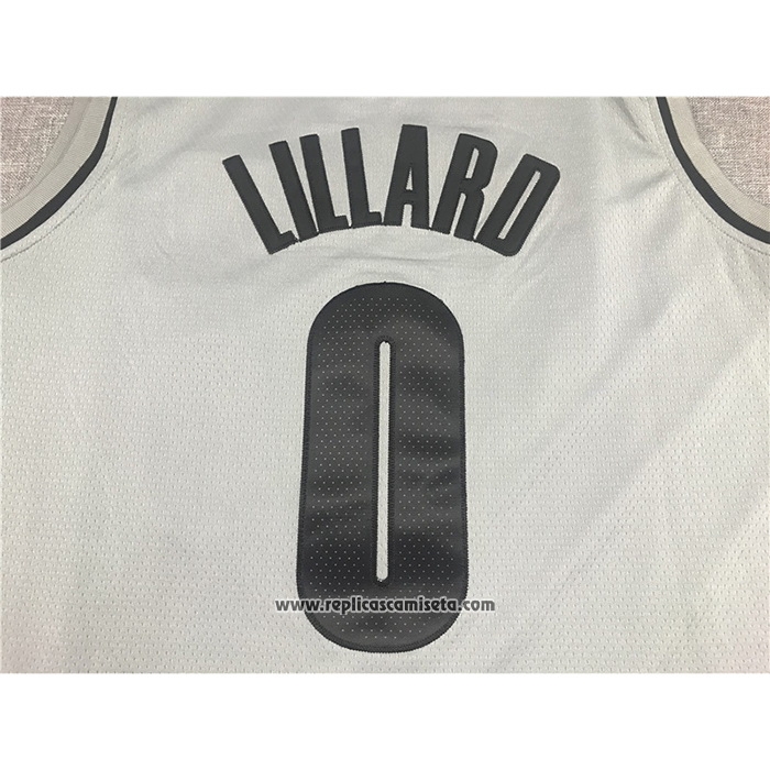 Camiseta Portland Trail Blazers Damian Lillard #0 Earned 2020-21 Gris